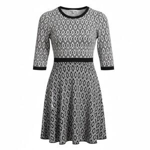 Sandra Darren womens long sleeve   dress PL Geometric NWT